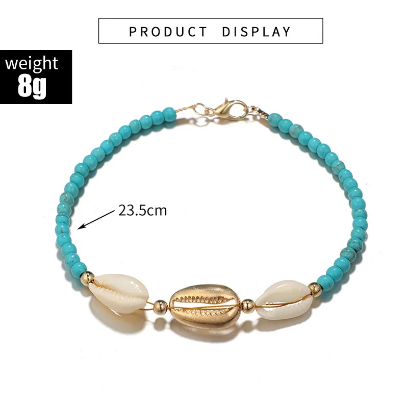 turquoise stone beads bracelets ankle