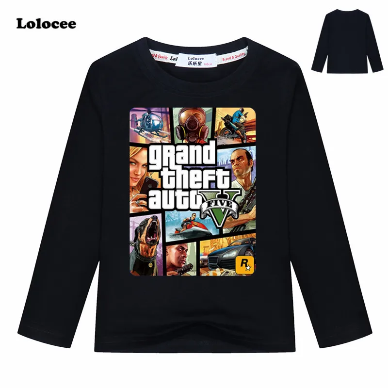 Brand New GTA Spring Autumn Clothes Kids Long Sleeve Tops Tees Children Games Cartoon T Shirt for Boys Cotton Clothing 3-13y Brand New GTA Spring Autumn Clothes Kids Long Sleeve Tops Tees Children Games Cartoon T Shirt for Boys Cotton Clothing 3-13y