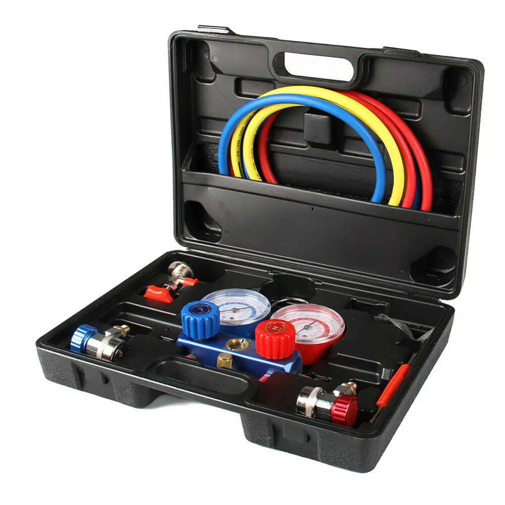 

Auto Manifold Gauge Set A/C R134a Air Conditioner Refrigeration Feron-Adding Gauge Cooling System Testing Tool