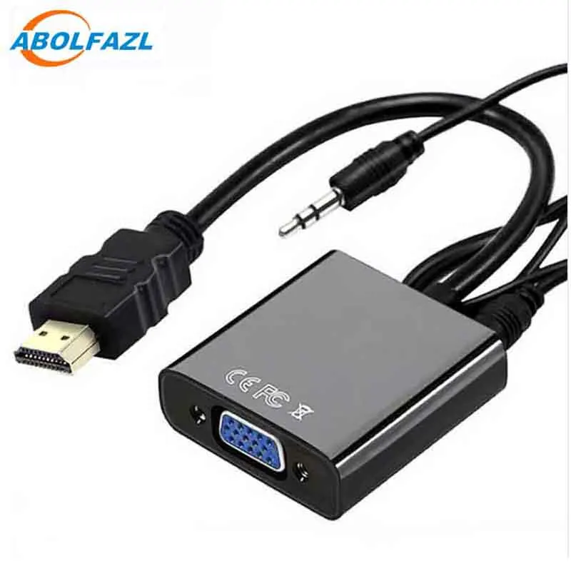 Адаптер ABOLFAZL HDMI-VGA штырь-штырь конвертер адаптер 1080P цифро-аналоговое видео аудио