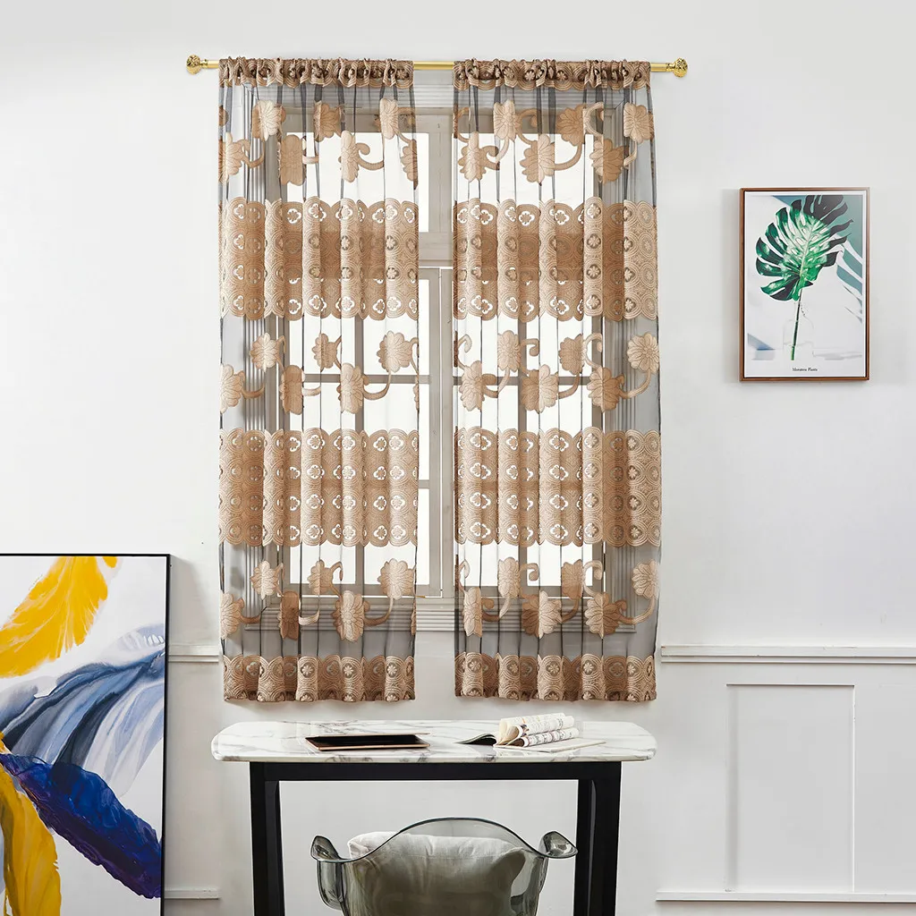 Simple de vid de La Flor peonía corto cortina de ventana tratamiento Voile cortina habitación cortina textil hogar Decoración
