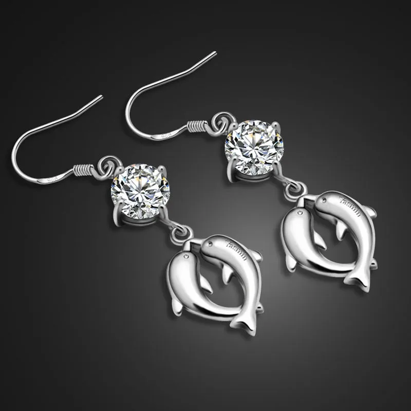 Лучшая леди новая мода ювелирные изделия Длинные серьги-кисточки для женщин рыба 925 пробы серебряные серьги Дельфин Лучший подарок