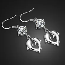 Лучшая леди новая мода ювелирные изделия Длинные серьги-кисточки для женщин рыба 925 пробы серебряные серьги Дельфин Лучший подарок