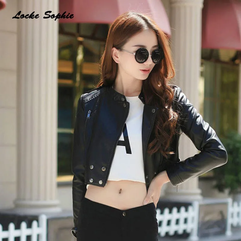 Women's Plus size short jacket coats 2019 Autumn faux fur PU Leather Splicing Jzipper small acket ladies Skinny locomotive coats