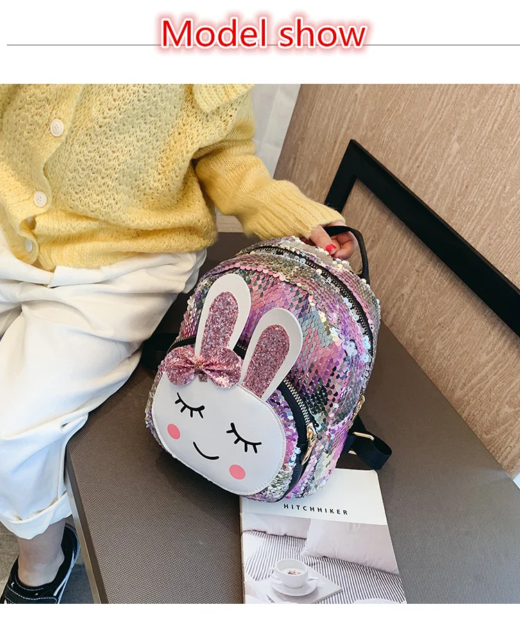 Новые лазерные школьные сумки, рюкзак с блестками для девочек, милый детский рюкзак с кроликом, голографическая Детская сумка, mochila escolar