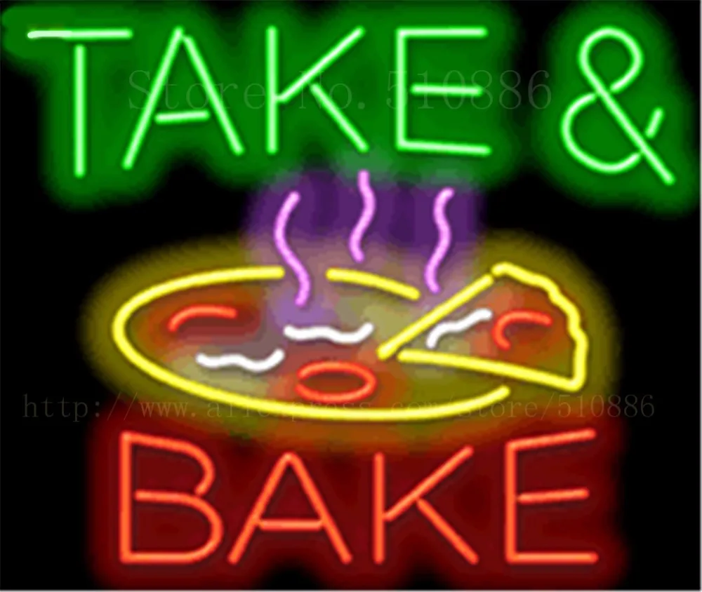 Take &amp Bake неоновая вывеска настоящий стеклянный светильник для пивного бара
