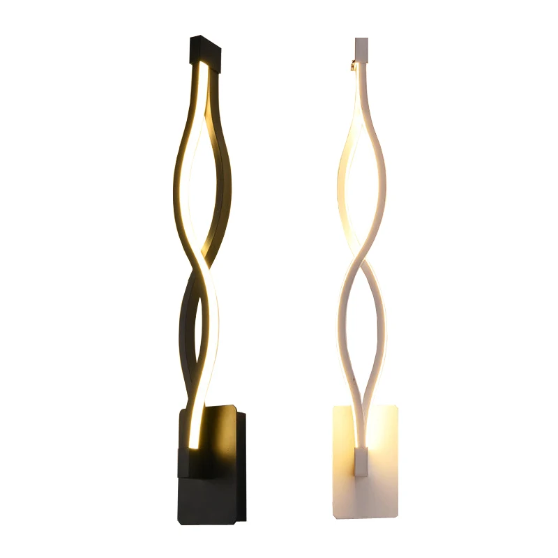 

Modern simple black/white creative bedroom corridor living room TV background LED wave wall lamp