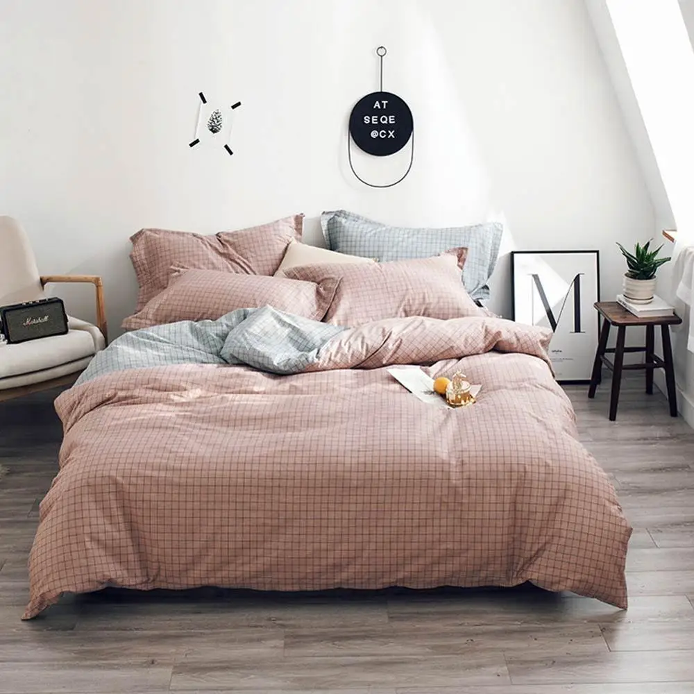 

2019 Chocolate Plaids INS Cartoon Bed Cover Soft Cotton Bedlinens Twin Queen King Duvet Cover Set Bedspread Pillowcases