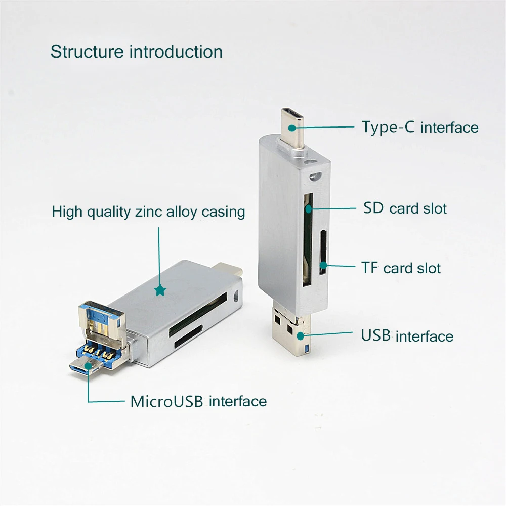 Кард ридер Type C из цинкового сплава Мульти в 1 Micro USB SD TF OTG Мобильный телефон карта