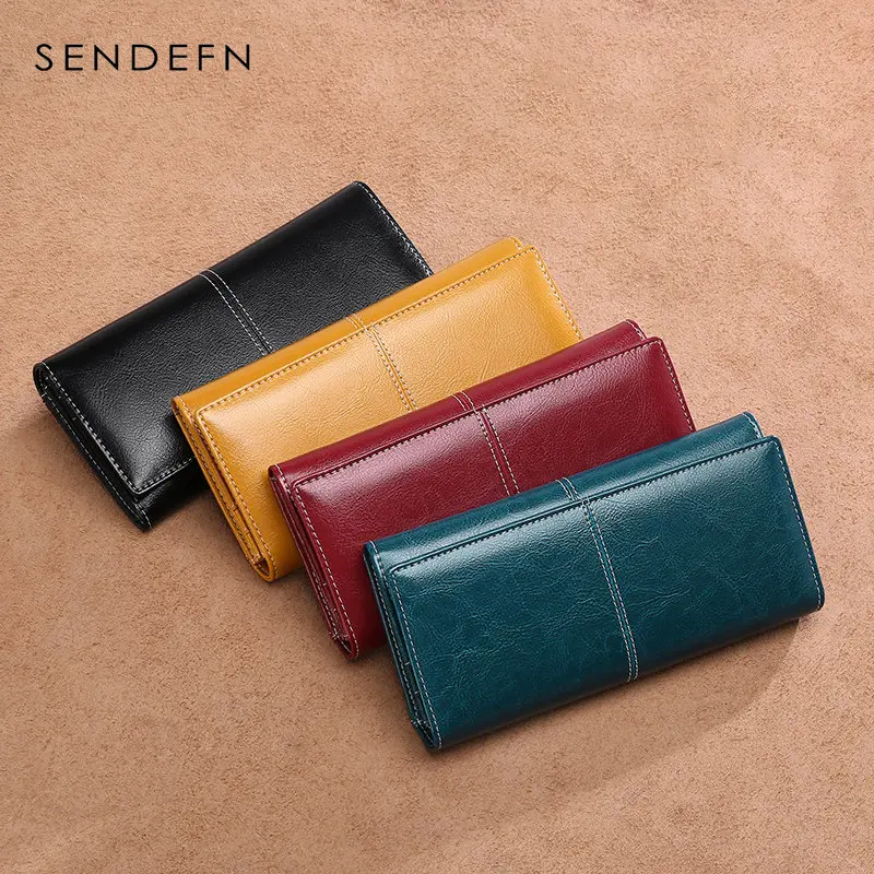 SENDEFN, новинка, Длинный кошелек, женские кошельки, спилок, кожаный кошелек для женщин, на молнии, женский кошелек, на кнопке, повседневный кошелек, держатель для карт, женский подарок