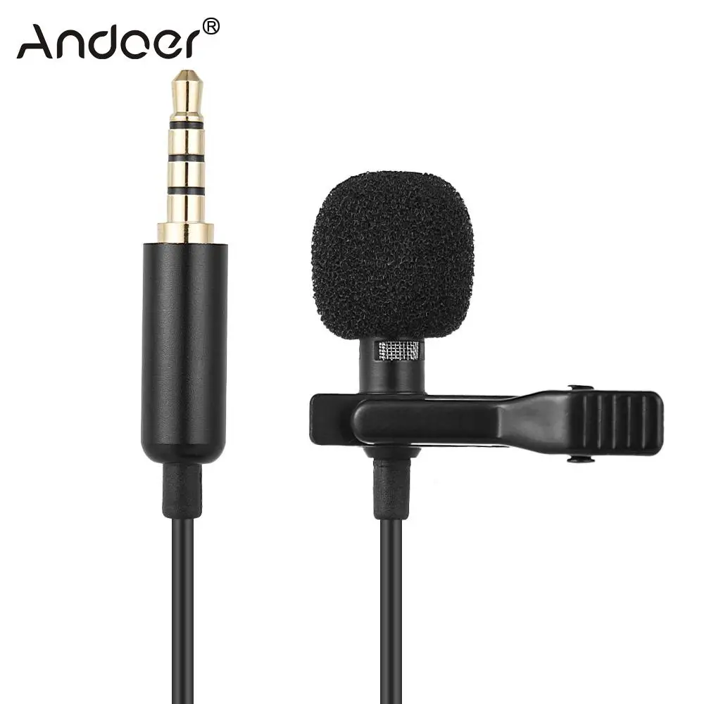 

Andoer EY-510A Mini Portable Clip-on Lapel Lavalier Condenser Mic Wired Microphone for iPhone Mobile Phone DSLR Camera Laptop
