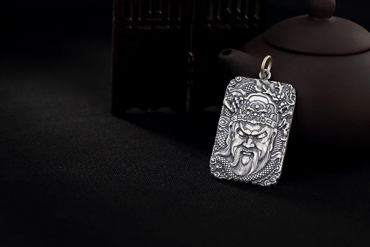 Uglyless Real 999 полная Серебряная фигурка хэндмейд Подвески Ожерелья без цепи GUAN GONG дружеский подарок прекрасные украшения тайские серебряные