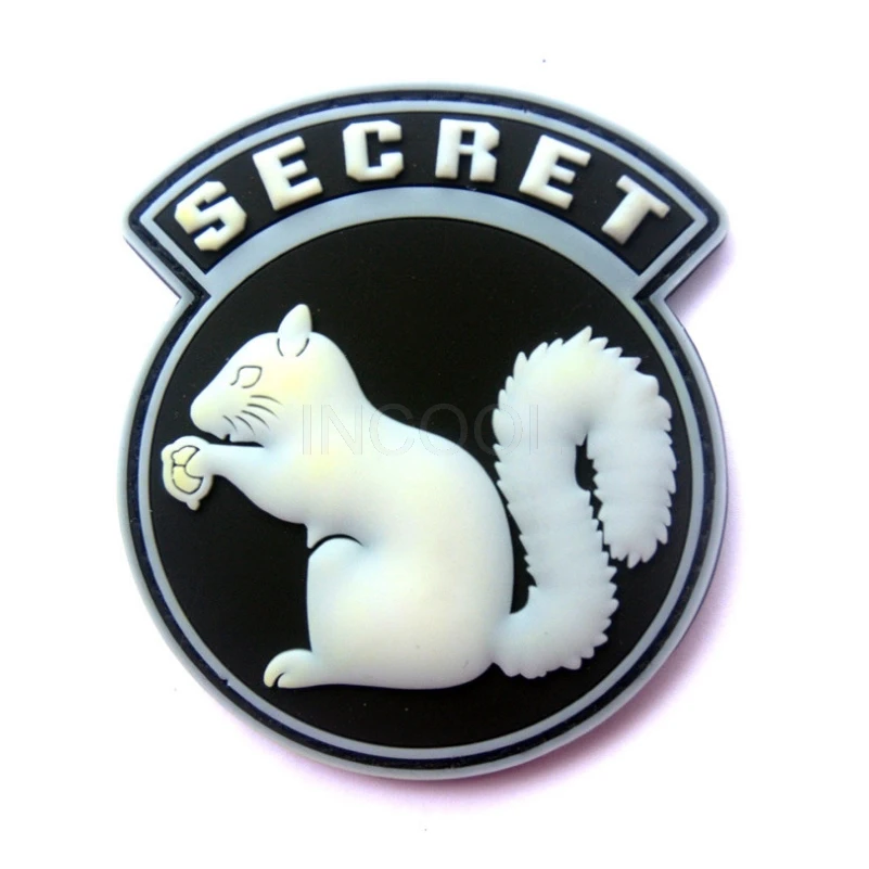 

PVC Patch TOP SECRET SQUIRREL BLACK OP Morale Patch Tactical Emblem Badges Rubber Patches For Jackets Jeans Backpack 6.7*8CM