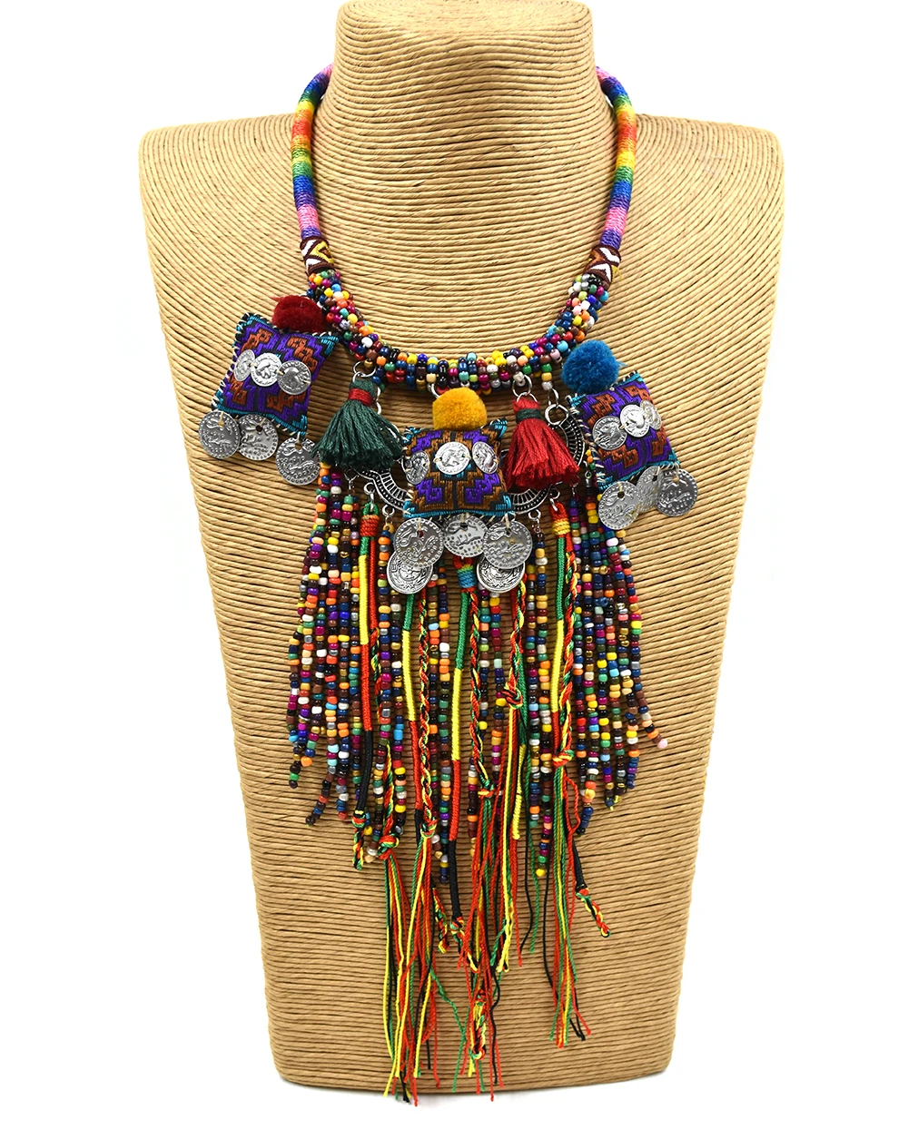 clothing accessories Bohemian boho ethnic beaded tassel choker Necklace