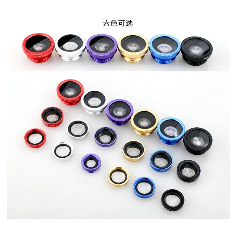 

Wide-angle And Fisheye Lens Macro Lens For Iphone Samsung All Smartphones For Most Phone Universal Clip 3 In 1 HD Len For Selfie
