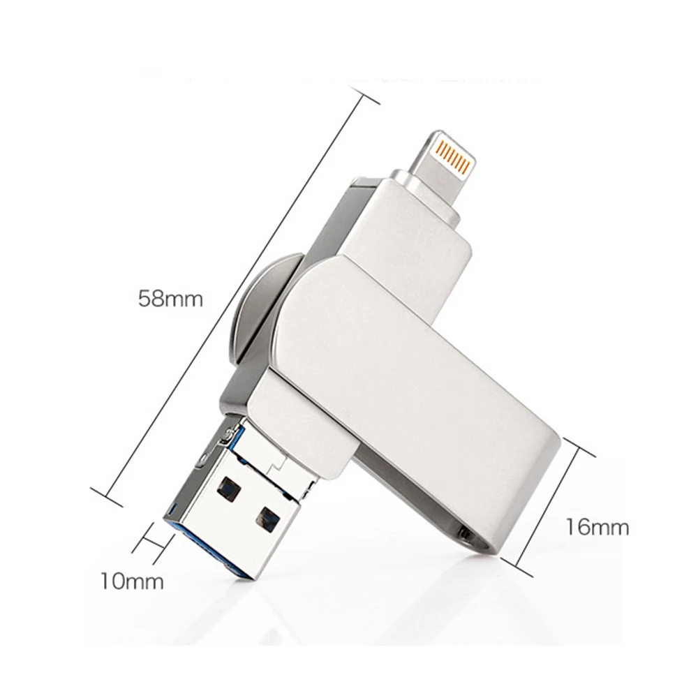 2019 New 3 in 1 USB3 0 Flash Drives 128GB Memory Stick External Storage for iPhone 5