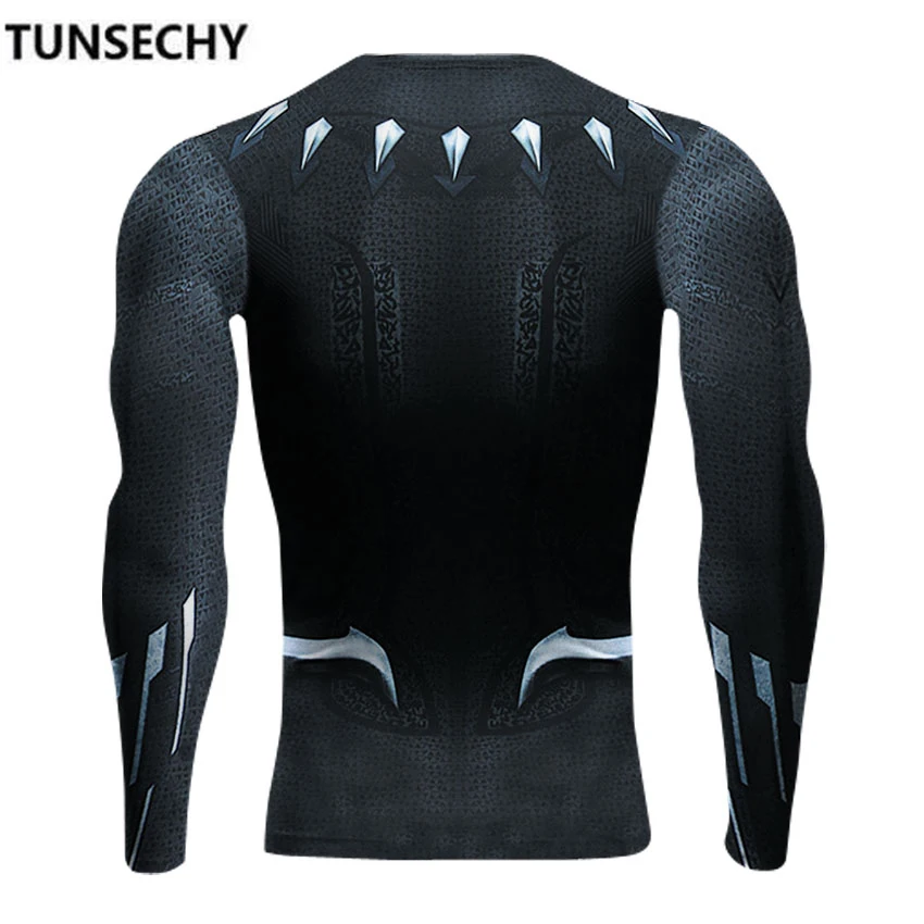TUNSECHY Черная пантера 3D печатные футболки мужские рубашки Новые Кроссфит топы для