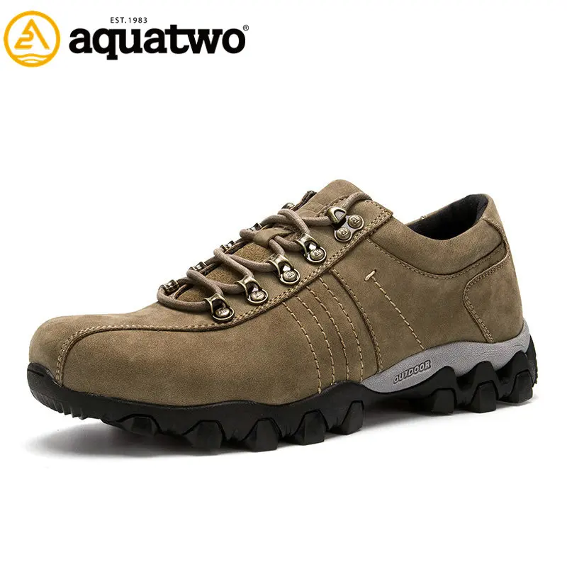 High Quality 2016 New Design AQUA TWO Genuine Leather Shoes Men Lace Up Flats Winter US5.5-10# Trekking Walking Outdoor Shoes