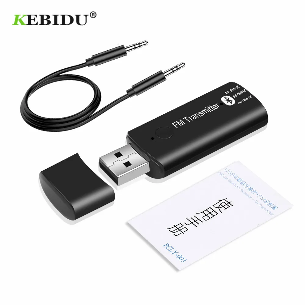 Автомобильный USB передатчик KEBIDU, Bluetooth, 3,5 мм, Bluetooth, 5,0, EDR, беспроводной адаптер, FM автомобильный комплект, Handsfree, для iPhone, samsung, Android