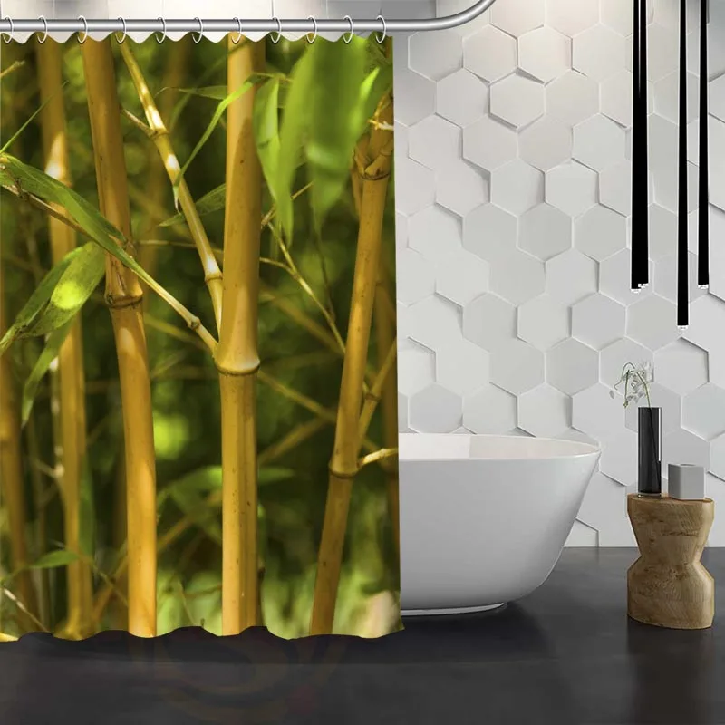Пользовательские бамбуковые занавески для душа водонепроницаемая ткань Шторка для ванной WJY1.17 - Цвет: Коричневый