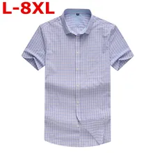 Большие размеры 8XL 7XL 6XL новая мужская одежда больших размеров рубашка с короткими рукавами Мужская Повседневная летняя рубашка в клетку Большая рубашка с короткими рукавами