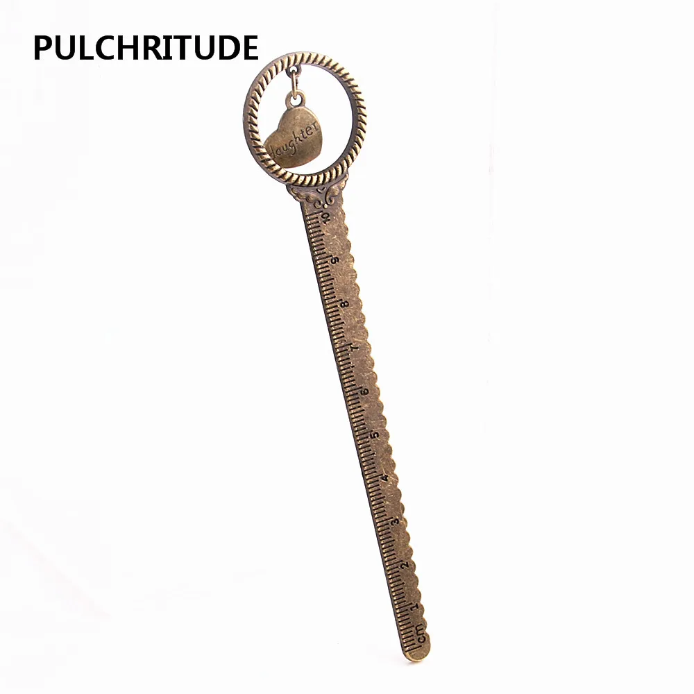 

PULCHRITUDE 3 pcs/lot Metal Alloy Zinc Heart Shape Pendant Charm Bookmark 30*137mm Ruler Bookmark Animal Charm Diy Jewelry C0597