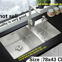 Кухонная раковина 304 нержавеющая сталь 3 мм ручной двойной паз Горячая 780x430 мм