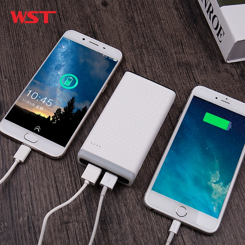 WST брендовый внешний аккумулятор 10000 мАч с двумя выходами USB портативное зарядное