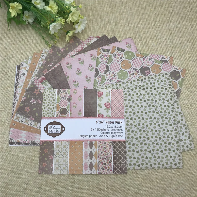 

24 sheet 6"X6" Tropical Life of the flower patterned paper Scrapbooking paper pack handmade craft paper craft Background pad