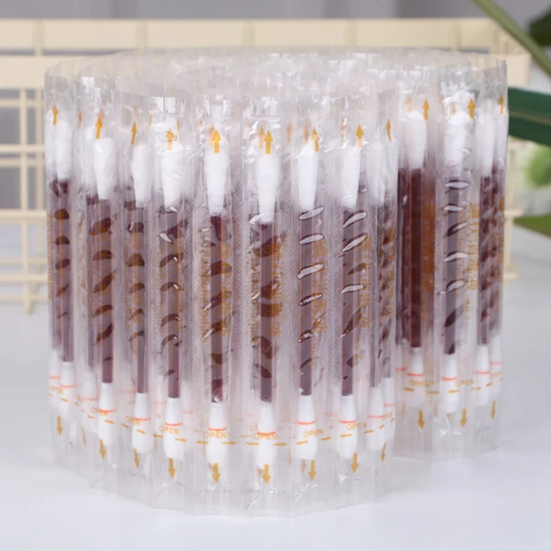 

50 Pieces Disposable Medical Alcohol 75% Cotton Swabs Stick First Aid Disinfection Brushes Emergency Cotton Swab