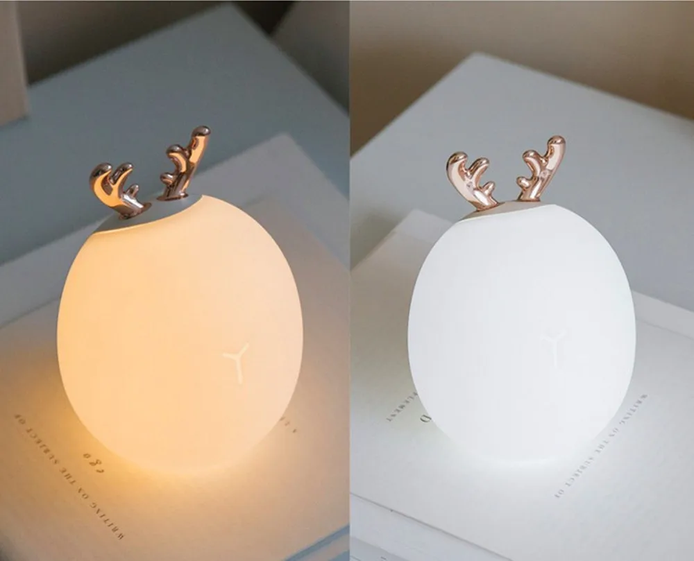 SuperNight Cartoon Rabbit Deer LED Ambient Night Light Cute Silicone Animal Chargeable Touch Sensor Kids Baby Bedside Table Lamp (14)