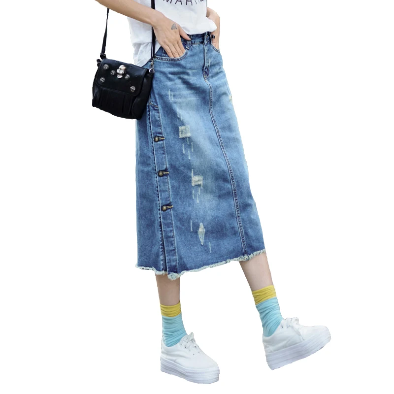 Хороший расслабленный Повседневный плюс размер джинсовые юбки из денима длинный макси женский весна лето для женщин юбка A554