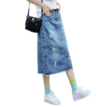 Хороший расслабленный Повседневный плюс размер джинсовые юбки из денима длинный макси женский весна лето для женщин юбка A554