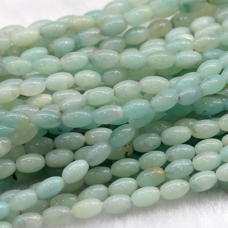 

Discount Natural Genuine Green Blue Amazonite Rice Shape Oval Loose Beads 4-12mm Fit Jewelry DIY Necklace or Bracelets 03824