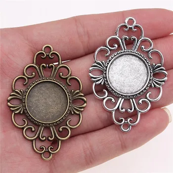 

3pcs 18mm Inner Size 53x36mm Outer Size Vintage Antique Bronze Cameo Cabochon Base Setting Bracelet Connector