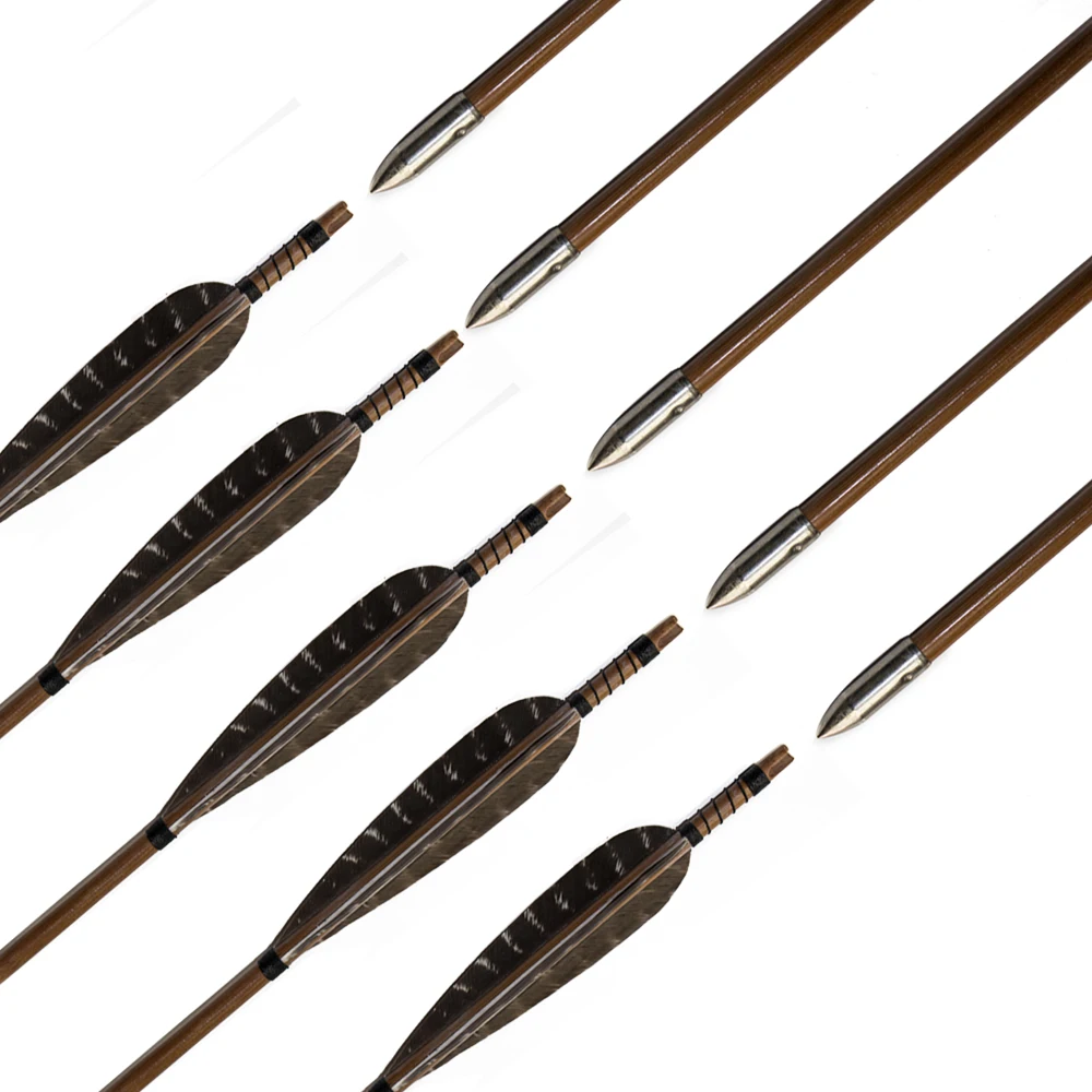 Artesanal de Bambu Tiro com Arco Seta para Takedown Setas Caça Flecha Faisão Pena & Alvo Ponto Arco ou Tradicional 6 Pçs 8 Esporte e Lazer