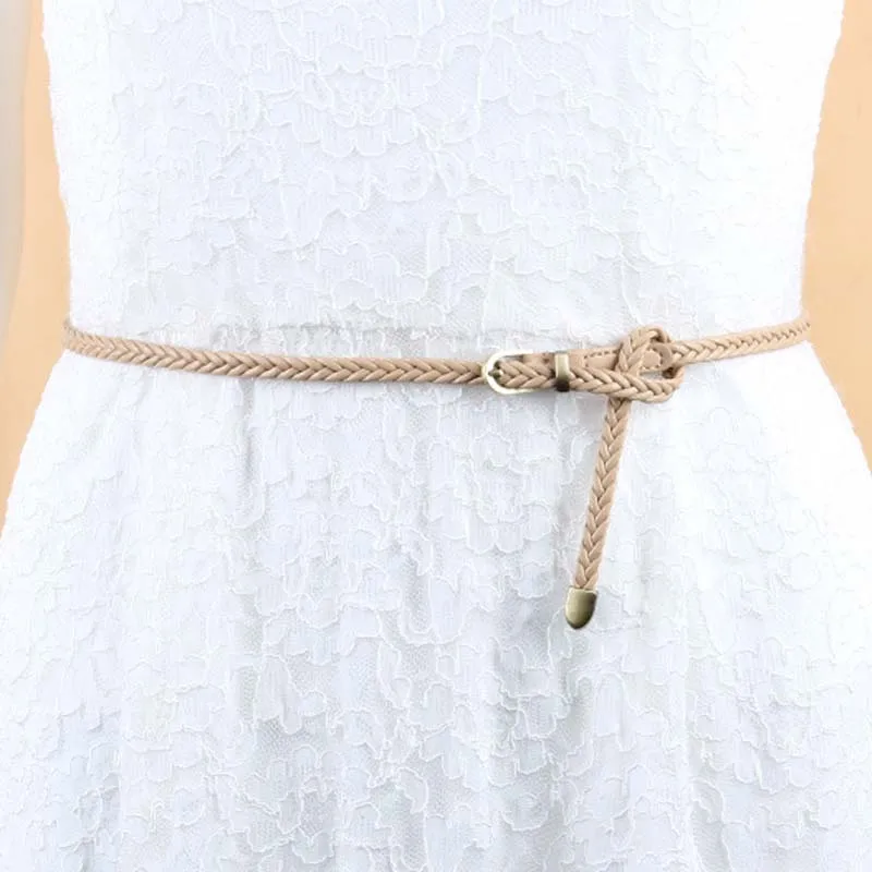 

New Women Thin Waist Belt PU Leathe Braid Weave All-match Pin Belts FDC99