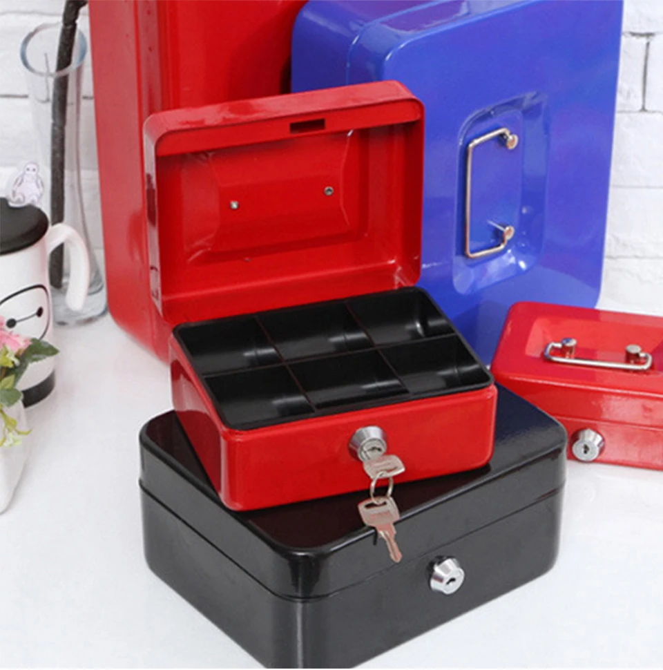 Мини-металлический Безопасный ящик для хранения для копилки, коробки для ключей, чехол для хранения ювелирных изделий, шкафчик для хранения секретных накоплений, органайзер с замком для ключей