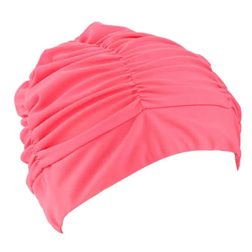 Swimming Hat Women Unisex Girls Long Hair Bathing Cap Swimming Cap Stretch Drape July05 - Цвет: PK