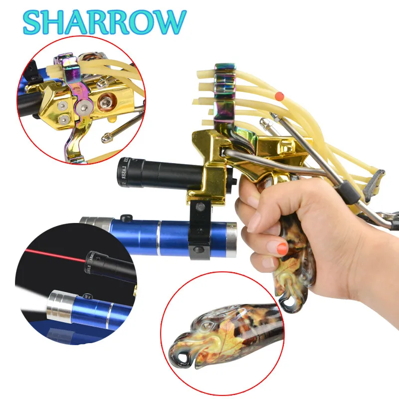 

1Pc Archery Slingshot Catapult Hunting Powerful Elastic Aluminum Alloy With Rubber Band Shooting Hunting Bowfishing Accessories