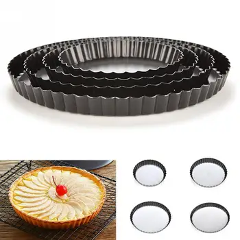 

New Baking Ring Alluminum Alloy with non-stick coating Pie Cake Tart Removable Non Stick Bottom Baking Pastry Mold Pan 4 Sizes