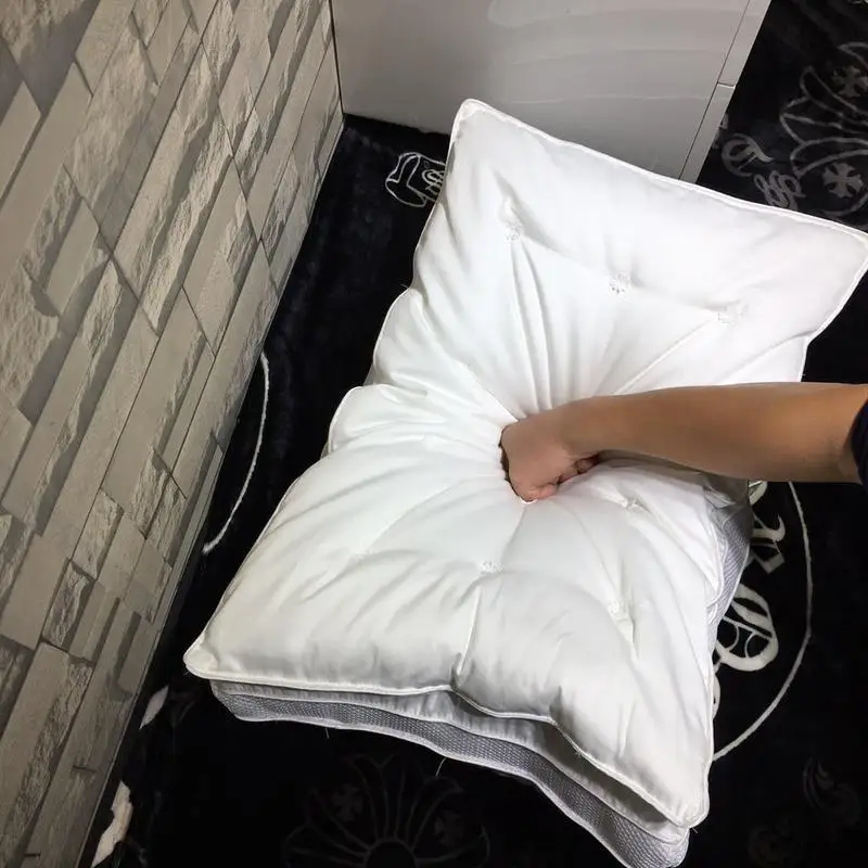 Белые однотонные двухэтажных толстые кровать подушки 48x74 см Хлопок перо бархат наполнитель подушка для шеи Массаж постельное белье Homeuse