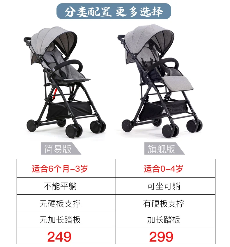 Детская коляска, ультра-складной светильник, может лежать, ребенок, высокий пейзаж, детский зонт, детская коляска