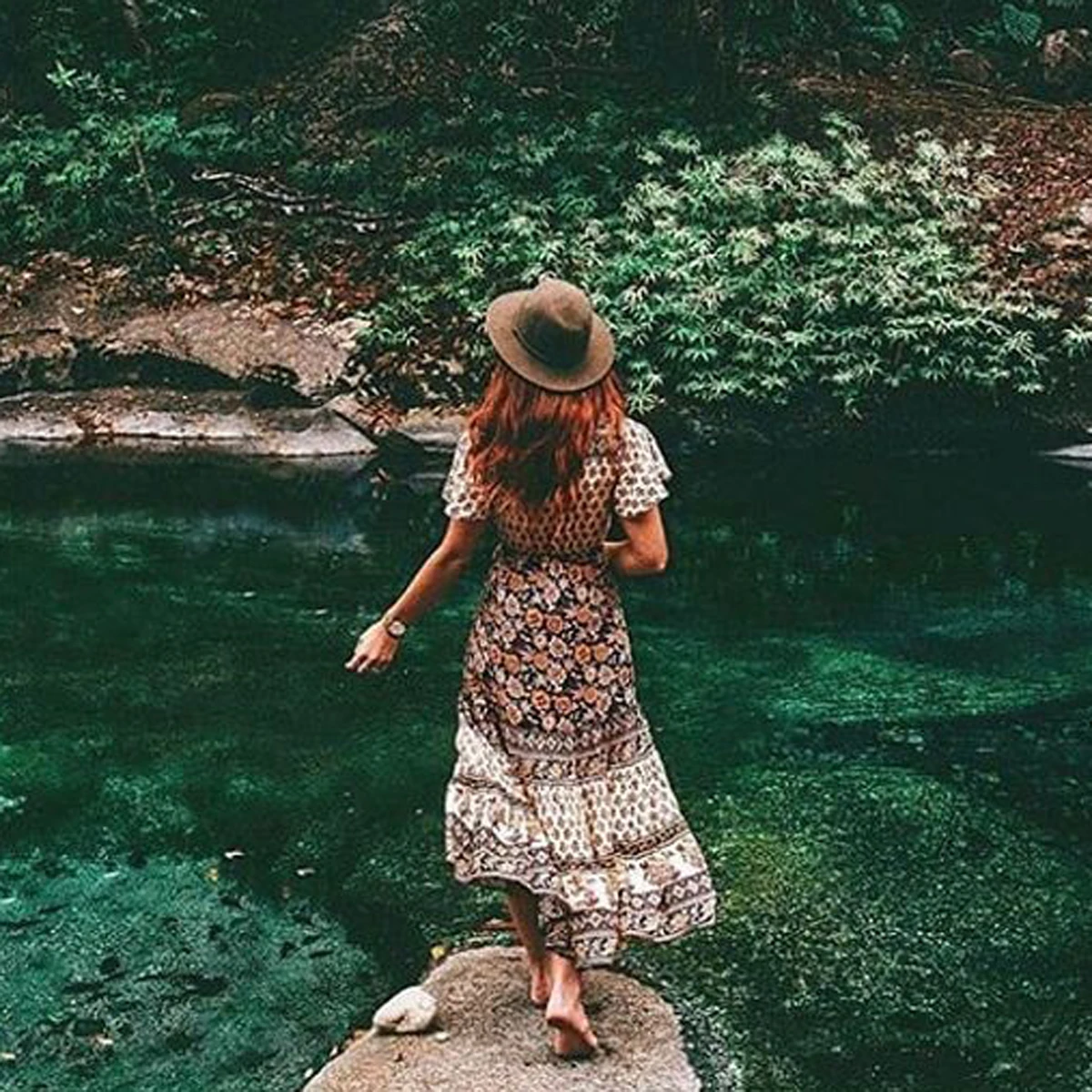 Jastie винтажное платье с цветочным принтом Boho Chic хиппи пляжные платья летнее женское платье с коротким рукавом длинные платья макси Vestidos