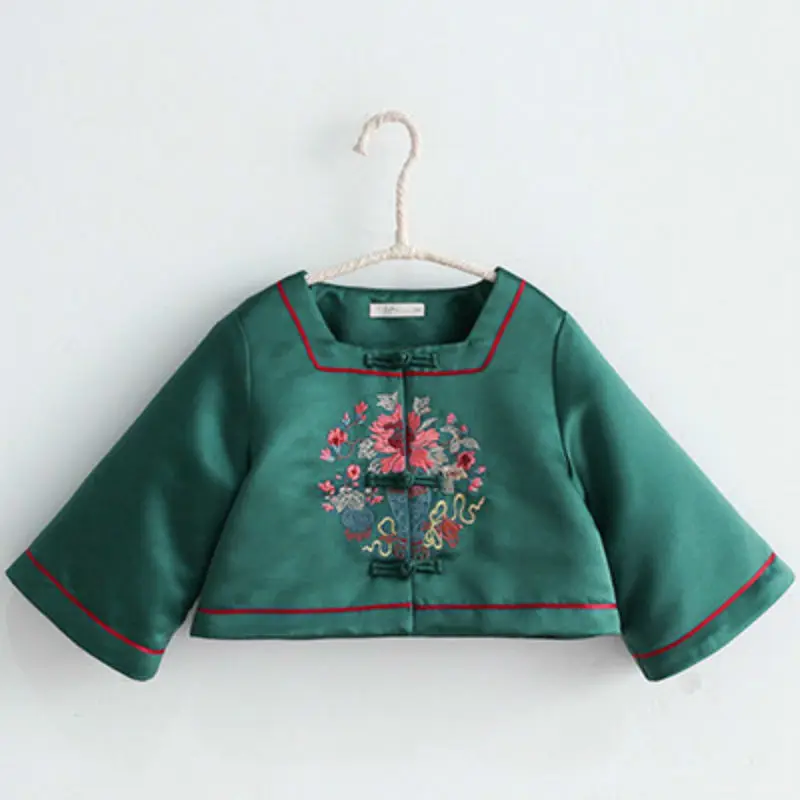 Green coat Костюм Hanfu Tang платье для девочек китайское платье Одежда для девочек вышивка цветок топы и костюмы для косплея - Цвет: Green coat