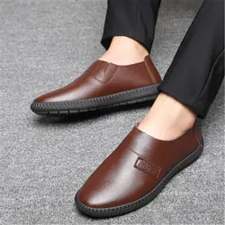 2019 Демисезонный модные мужские туфли ПУ слипоны черная обувь лоферы из натуральной кожи мужские мокасины обувь Calzado comercial
