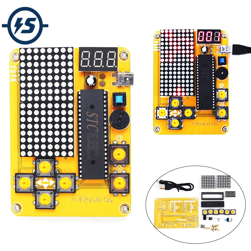 전자 DIY 키트 MCU 컴퓨터 게임기 DIY 뱀 전자 Ts/뱀/비행기/레이싱 도트 매트릭스 게임 키트, 일렉트로니카|diy ...