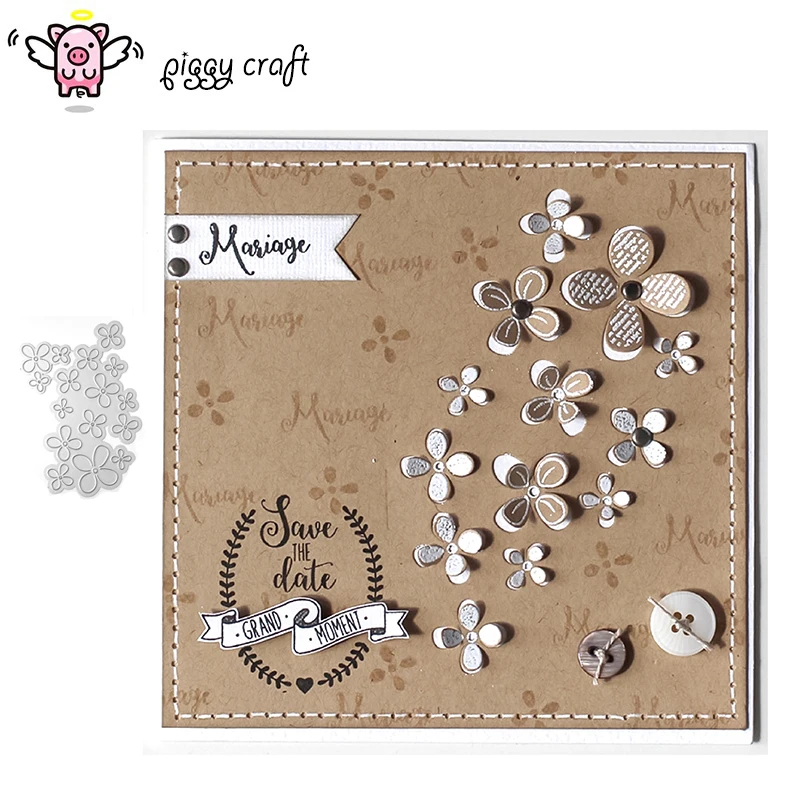 

Piggy Craft metal cutting dies cut die mold Flower background frame Scrapbook paper craft knife mould blade punch stencils dies