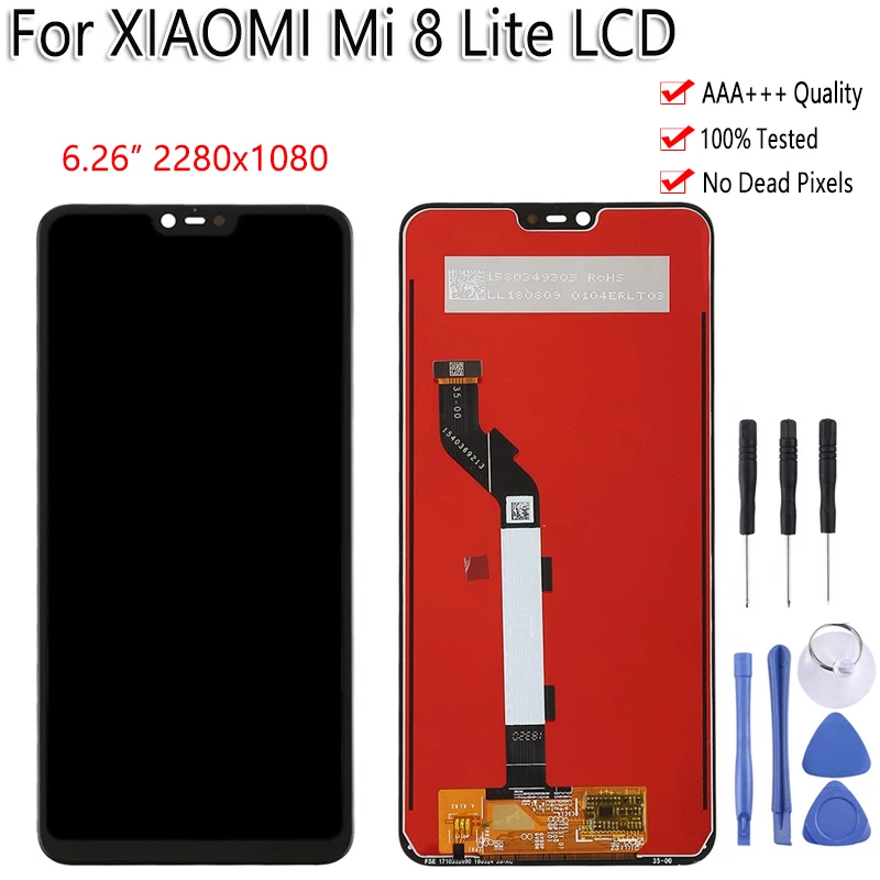 

6.26" No Dead Pixel Original LCD+Frame For Xiaomi Mi 8 Lite LCD Display Touch Screen Digiziter Assembly Replacement 10 Touch