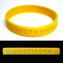 2 uds. LIVE STRONG deportiva pulsera de silicona, pulseras de goma con holograma potente para adultos y adolescentes, brazaletes cóncavos, regalos al aire libre, amarillo